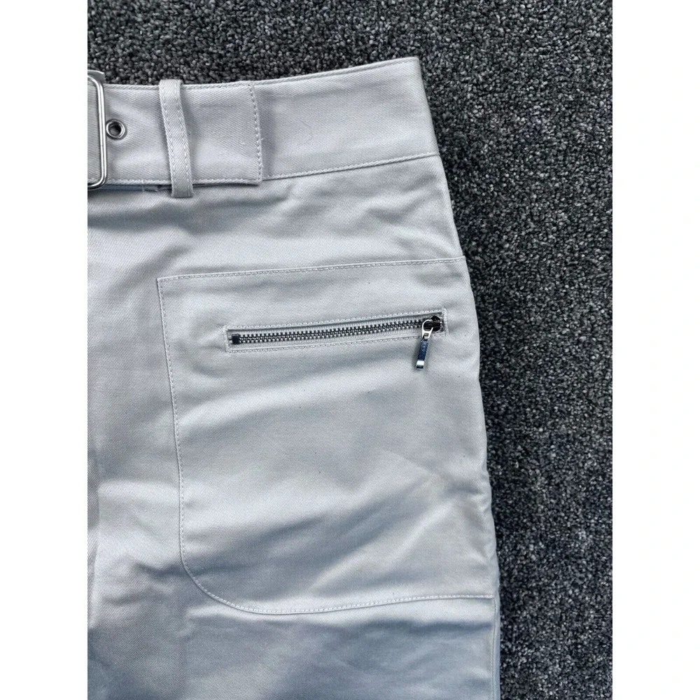 Ann Taylor Loft Womens Stretch Skirt Size 2 Light Gray With Pockets & Belt‎